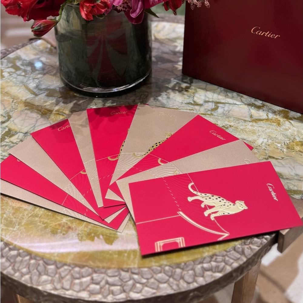 Cartier Pink and Gold Leopard Gift Card Set